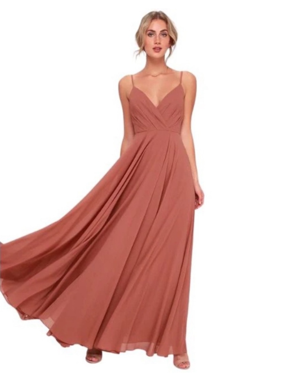 Lulus Dusty Rose Chiffon Formal Dress